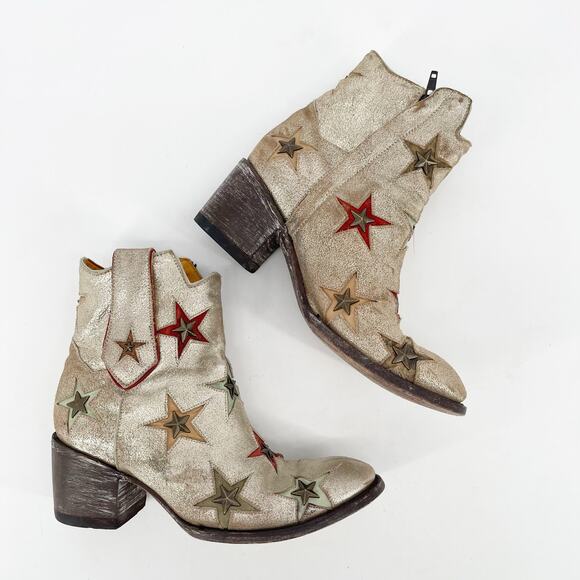 Old Gringo Mexicana Metallic Star Studded Western Cowgirl Ankle Boot size 7.5 - Picture 3 of 12